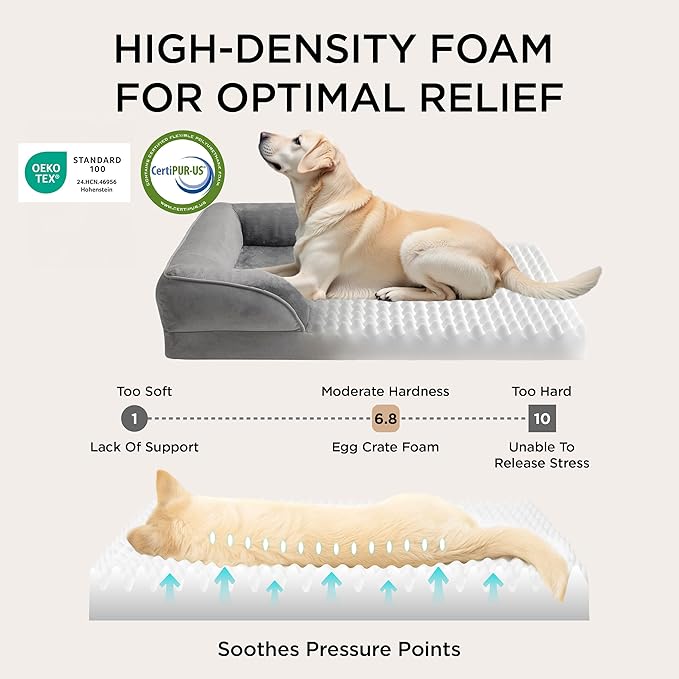 Bedsure XXL Orthopedic Dog Bed for Extra Large Dogs - Washable Giant Dog Cat Bed Waterproof, Comfort Dogs Couch Sofa with Washable Removable Cover, Pet Bed with Nonskid Bottom, Grey, 52"