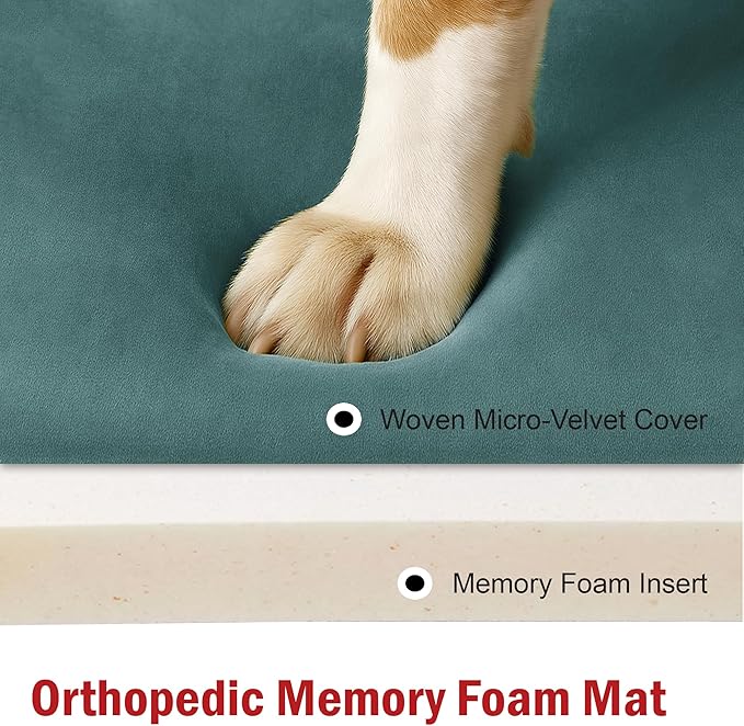 Majestic Pet Orthopedic Memory Foam Dog Crate Mat - Plush Pet Bed Pad for Crates & Kennels | USA Crafted | 42"x26" Villa Azure