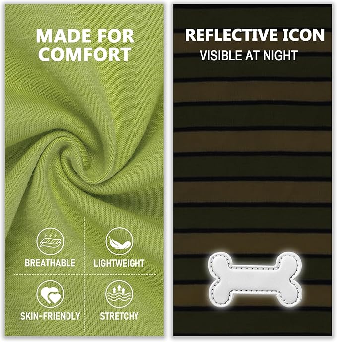KYEESE 2Pack Dog Shirts Striped T Shirt for Medium Dogs Boy Lightweight Sleeveless Vest Cotton Tank Top Clothes, XX-Large,Green+Striped
