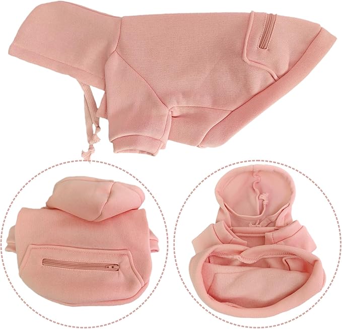 Jecikelon Pet Dog Cold Weather Coat with Pocket Winter Dog Hoodie Warm Puppy Clothes for Small Dogs Chihuahua Clothing (Pink, XX-Small)