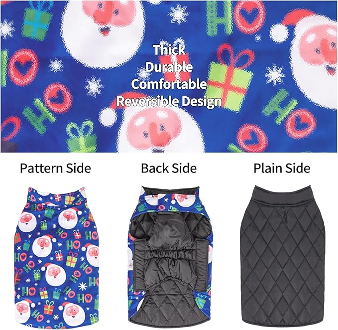 CuteBone Winter Dog Coat - Waterproof Windproof Reversible Vest, Thick Adjustable Cold Weather Jacket for Small Medium Large Dogs, Soft With Leash Hole
