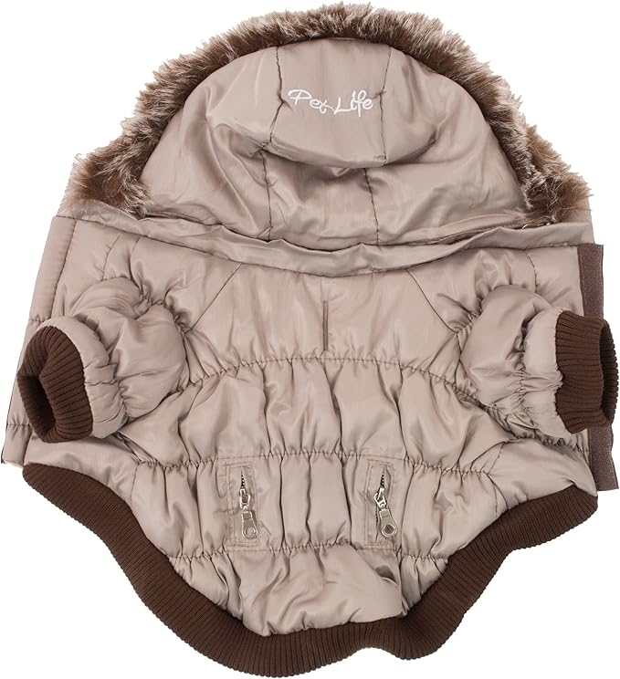 PET LIFE Classic Metallic Fashion Pet Dog Coat Jacket Parka w/ 3M Insulation and Removable Hood, Small, Metallic Grey