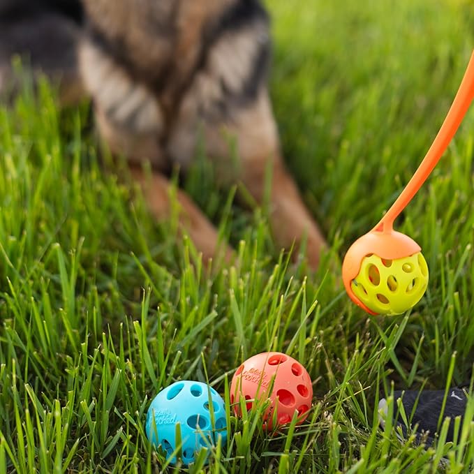 Messy Mutts Totally Pooched Huff'n Puff Ball | 3.1” TPR Puzzle Ball for Dogs | 2-in-1 Durable Interactive Toy and Tooth Cleaner | Orange
