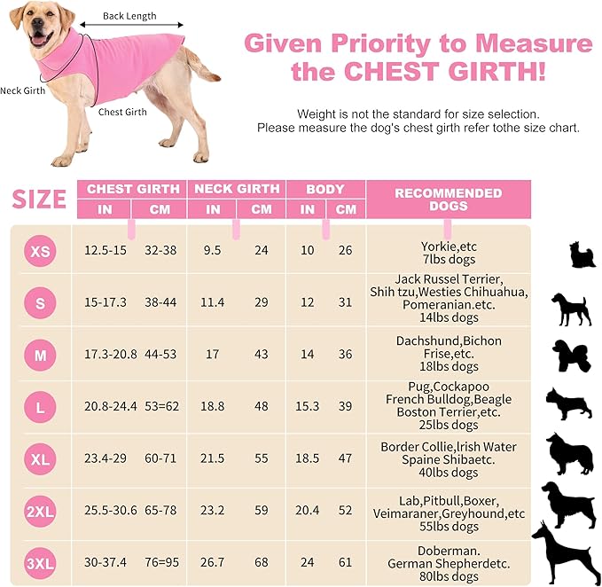 Fleece Dog Coat Winter Pet Jacket Reflective for Cold Weather for Large Medium Small Dogs(Pink,XL)