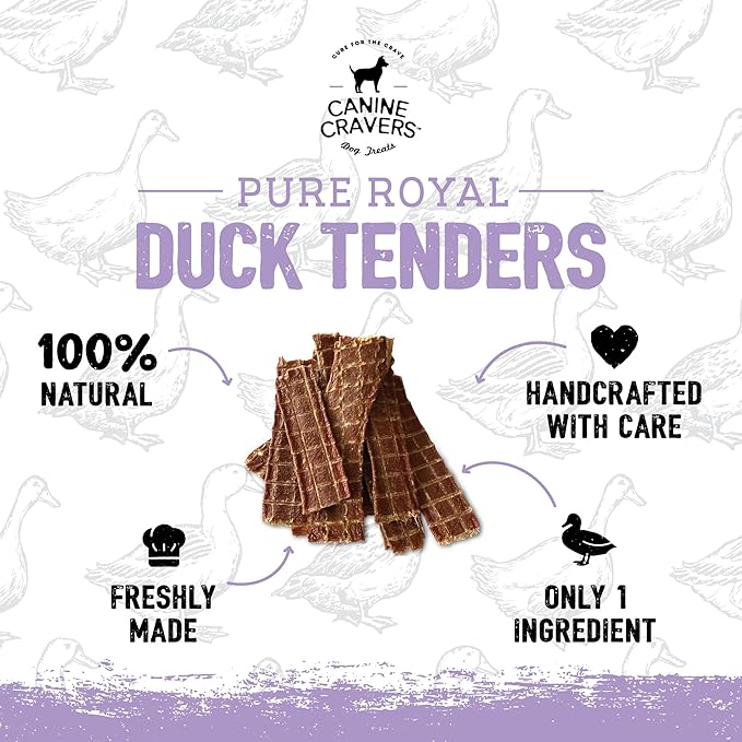 Canine Cravers Single Ingredient Dog Treats – Pure Royal Duck - Human Grade Air Dried Hypoallergenic Pet Food – Grain, Gluten, and Soy Free – 100% All Natural – 5.3 oz (Pack of 2)