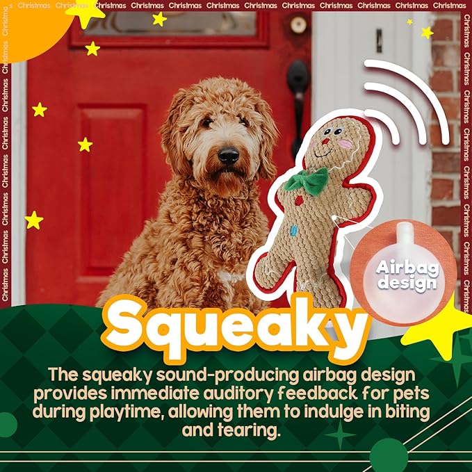 ALL FOR PAWS Dog Squeaky Toys Christmas Dog Gifts Toys Enrichment Fetch Toys Holiday Birthday Gift for Medium to Large Dogs