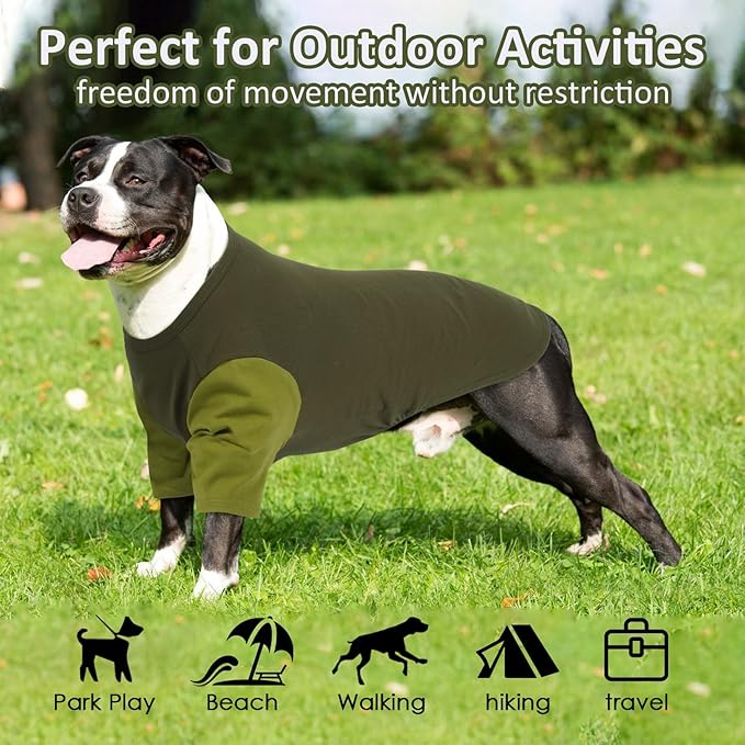 2 Pack Shirts for Large Dogs 4XL - Lightweight Breathable Dog Clothes, Prevent Overheating Summer Cool Tees for Doberman, Alaskan Malamute, Travel, Hiking, Beach, Lounge Wear, Sleep, Green