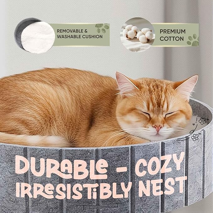 Cat Desk Bed with 360° Rotation & Height Adjustment, 60LB Capacity – Ultra-Plush Desk Mounted Perch Attachment, Table Cat Bed for Computer Desk, Washable Fluffy Hammock