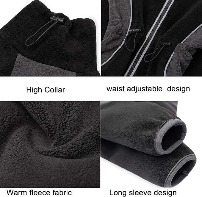 Fleece Dog Coat for Small Medium Dog,Pullover Pajamas Jumpsuit Bodysuit Puppy Coats with Legs, Pet Windproof Warm Cold Weather Jacket Full Body Vest Cozy Snowsuit Outfit Clothes (Black, S)