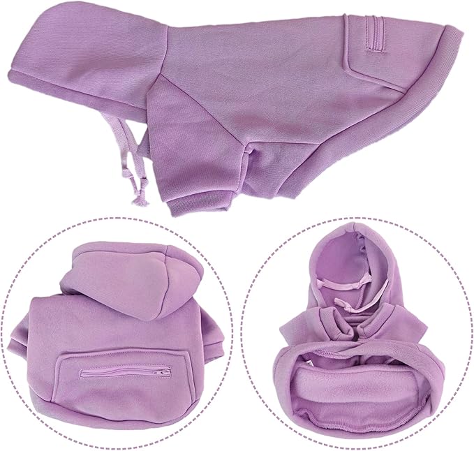 Jecikelon Pet Dog Cold Weather Coat with Pocket Winter Dog Hoodie Warm Puppy Clothes for Small Dogs Chihuahua Clothing (Purple, Medium)