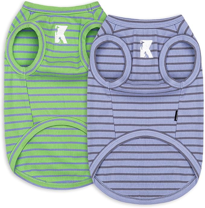 Koneseve Dog Shirt 2 Pack Breathable Sleeveless Vest, Stretchy & Soft, Purple & Vivid Green Size 3XL