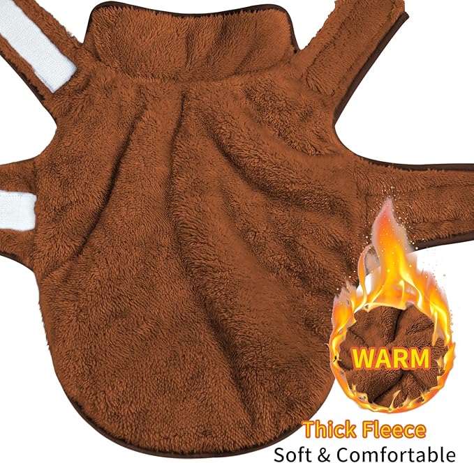 Malier Dog Winter Coat, Reversible Fleece Dog Cold Weather Coats, Windproof Warm Snow Puppy Jacket Vest Pet Clothes for Small Medium Large Dogs (Brown, XXX-Large)