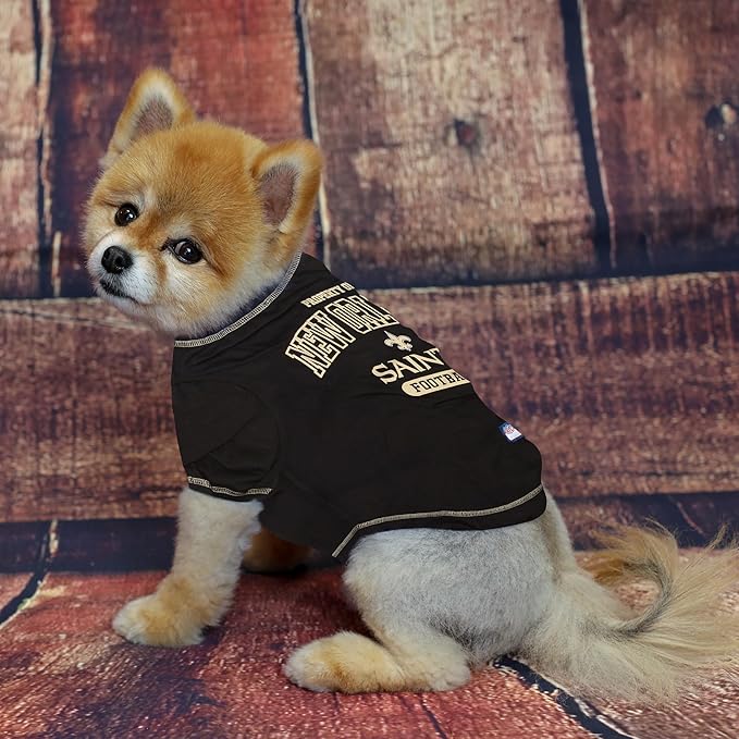 NFL New Orleans Saints Dog T-shirt Small. - Licensed Shirt for Pets Team Colored with Team Logos- Premium Stretchable Materials for the comfort of your Dog & Cat