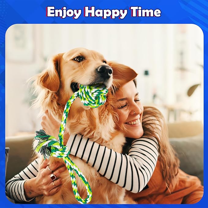 Dog Rope Toys for Large/Medium Dogs, Nearly Indestructible Dog Toys Set With Eight Legs Ball for Aggressive Chewers,Full of Attractiveness, Heavy Duty Natural Cotton Rope Chew toy, Tug Toy 9 Pack