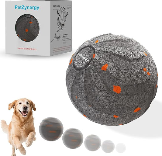 Smart Interactive Dog Toy Automatic Moving Bouncing Chew Herding Ball E-TPU Material for Large and Medium-Sized Dogs Keep Them Busy USB Rechargeable (Grey)
