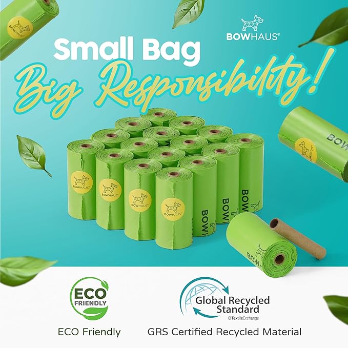 Lavender Scented Dog Poop Bags w/Dispenser, 80% PCR Eco-Friendly Materials, 9” x 13” Extra Thick Leak Proof Waste Bag for Pet, Doggy Bag Refill Rolls, Versatile Dog Waste Bags, 1005 Counts