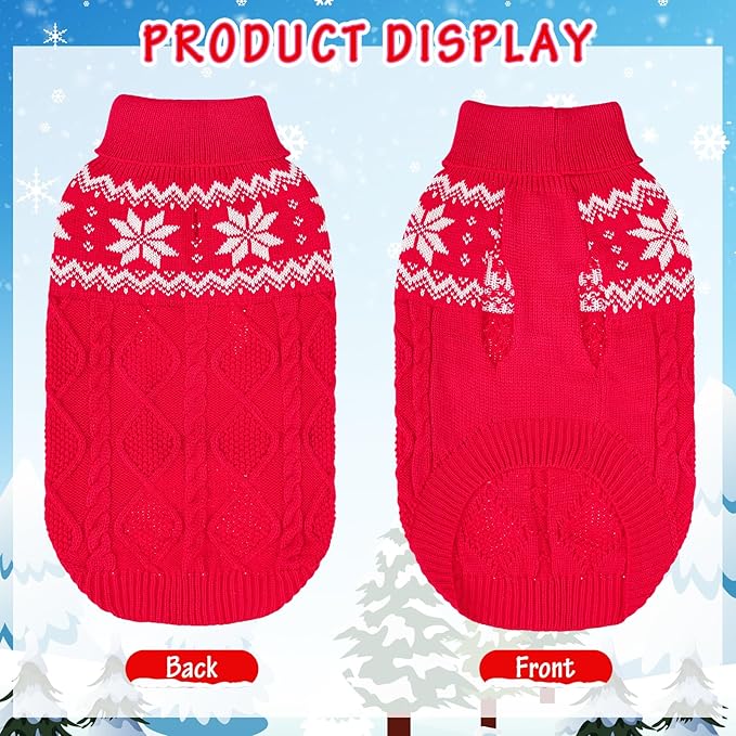 Warm Winter Dog Sweater - Cold Weather Pet Clothes for Small Medium Large Dogs Indoor Outdoor, Soft Classic Knit Puppy Apparel