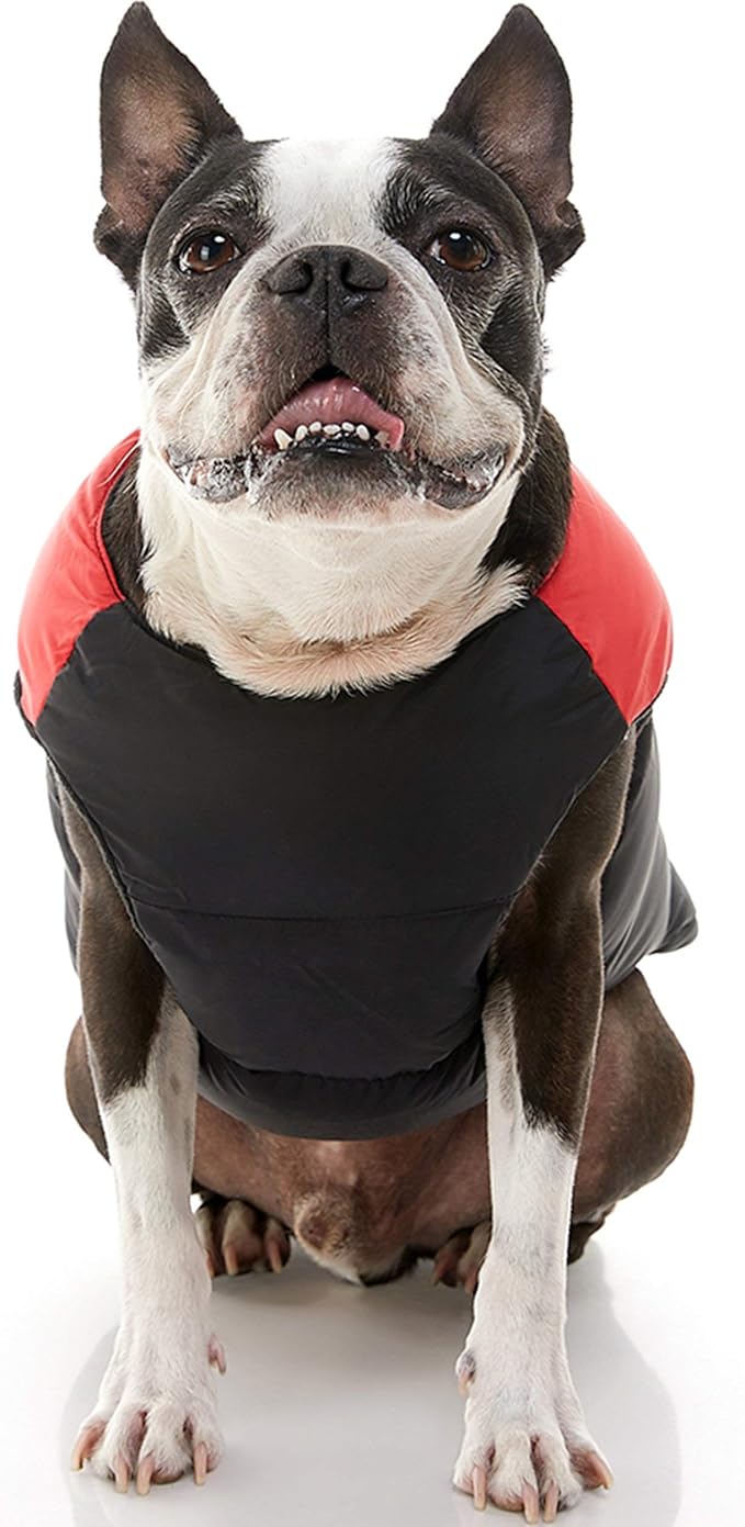 Gooby Padded Vest Dog Jacket - Red, X-Large - Warm Zip Up Vest Fleece Jacket with Dual D Ring Leash Water Resistant for Small to Medium Dogs