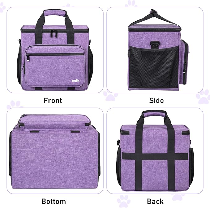 Pet Grooming Bag, GMAK Pet Grooming Tote Bags Supplies Organizer Case Dogs Cats Tool Organizer Tote for Pets Grooming Tools Kit, Clippers, Brush, Scissors or Other Pets Care Supplies, Purple(Bag Only)