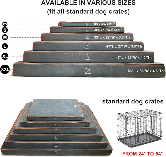 Dog Orthopedic and Crate Beds, Made of Memory and High Resilience Foram, Two-Sided Use, Providing Soft and Relatively Hard Support, with an Extra Inner Waterproof Protector (Gray, X-Small)