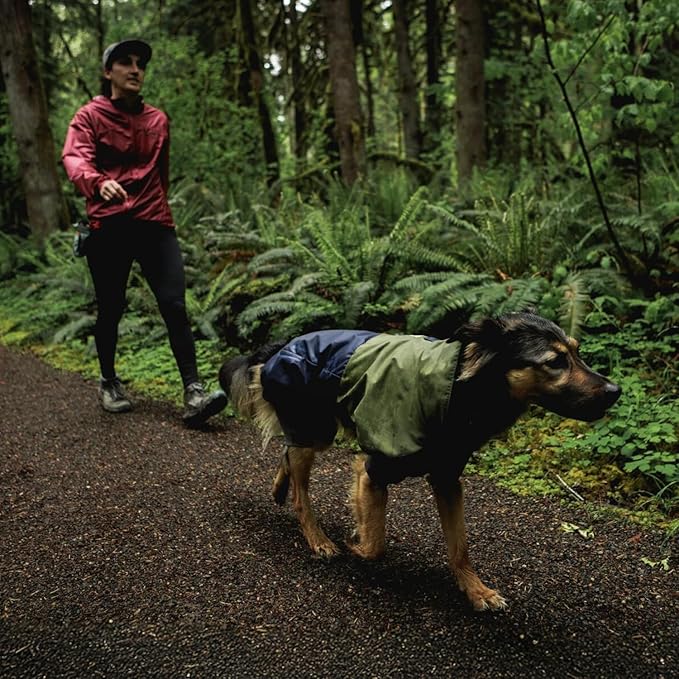 Ruffwear, Sun Shower Dog Raincoat Coverall, Waterproof & Windproof All-Weather Jacket with Full Coverage & Leg Straps, Lightweight & Reflective Dog Gear, Midnight Blue, X-Large