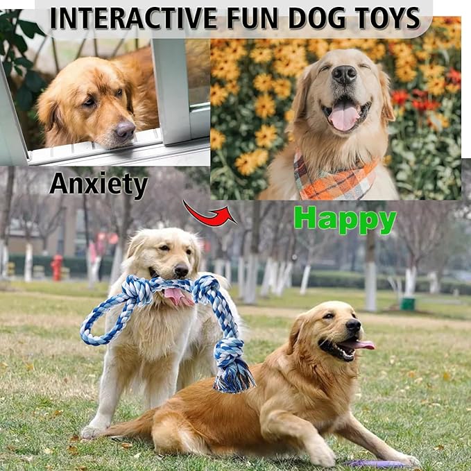 Dog Rope Toys, Indestructible Dog Toy, Dog Chew Toys for Aggressive Chewers, Tough Puppy Teething Chew Toys for Boredom, Dental Cleaning Tug of War Dog Toy, Great for Small to Large Breed