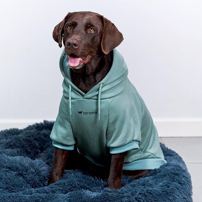 Tuff Pupper Dog Hoodie | Premium Quality 100% Organic Cotton | Ultra Soft Interior for Superior Comfort | Elastic Cuffs & Drawstring for Warmth | Stretch Fit Suitable for All Breeds (Teal, 3XL)