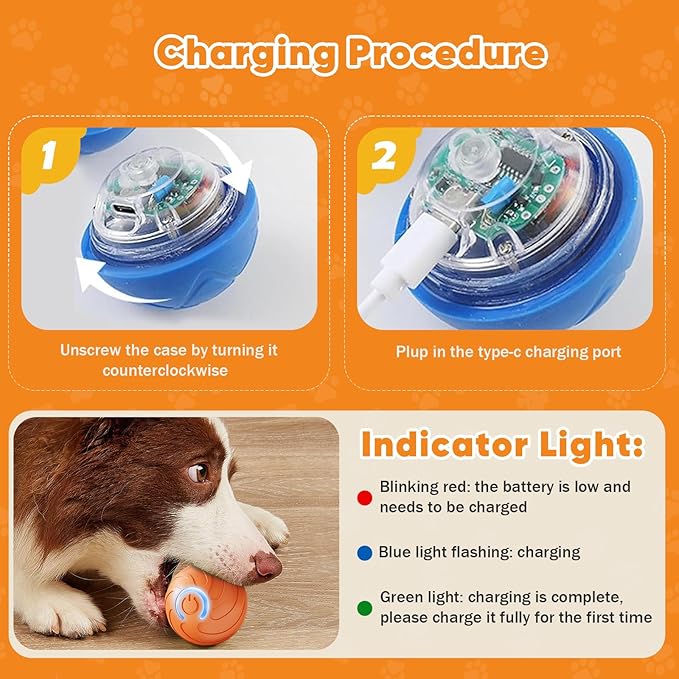 2PCS Shaky Ball Toy for Dogs, Vibrating Dog Ball, USB Rechargeable, Interactive, Automatic Moving, Bouncing, Perfect for Small, Medium, Large Dogs (Small, Swirls)