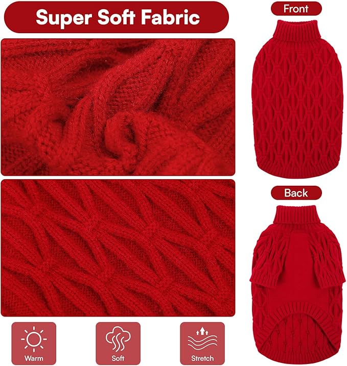 Queenmore Dog Sweaters for Large Dogs Girls Boys,Warm Pullover Extra Large Dog Sweater,Dogs Christmas Sweaters,Classic Turtleneck Thick Clothes for Extra Large Pets, Pitbull, Boxer(Red,XL)