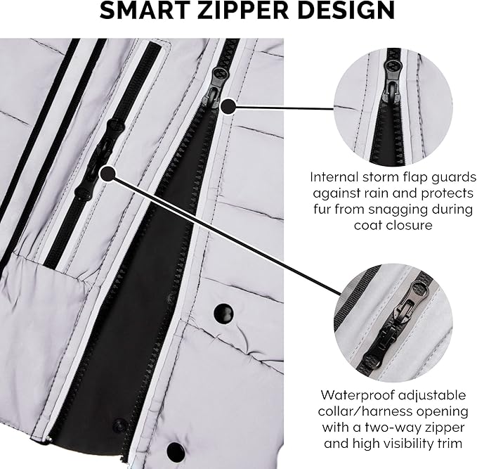 Furhaven Water-Repellent Small Dog Coat, Washable & Reflective w/ Leash Access & Stretch Fabric - Pro-Fit Active Jacket - Chrome, Small