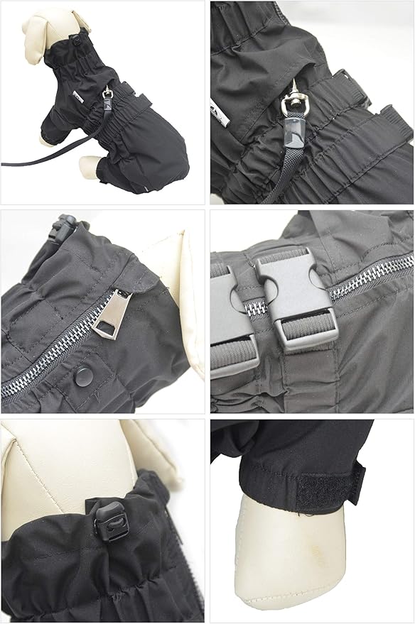 Dogs Waterproof Jacket, Lightweight Waterproof Jacket Reflective Safety Dog Raincoat Windproof Snow-Proof Dog Vest for Small Medium Large Dogs Black S