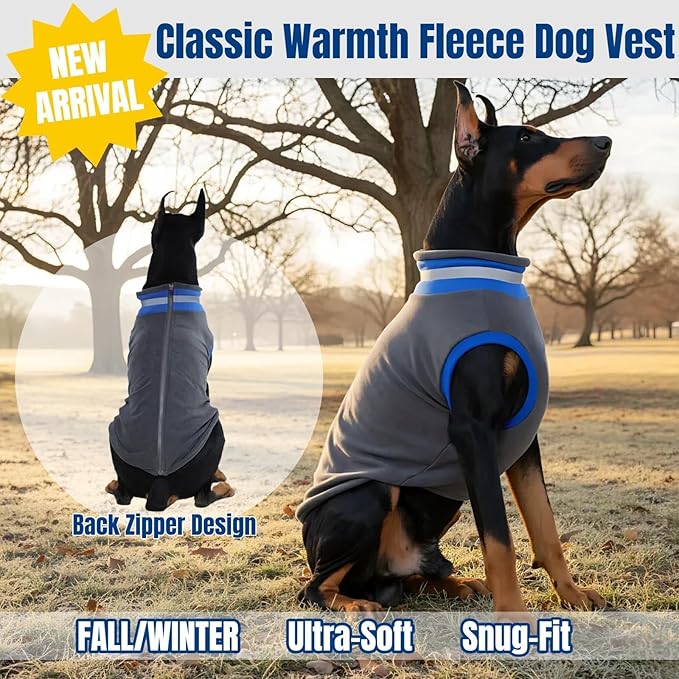 Winter Warm Turtleneck Fleece Vest Dog Sweater, Soft & Snug-Fit Puppy Coat for Medium Dogs with Back-Zipper, Thermal Doggie Vests Sweatshirt, Lightweight Pet Clothes for Beagle Cavapoo Girl(Gray, M)