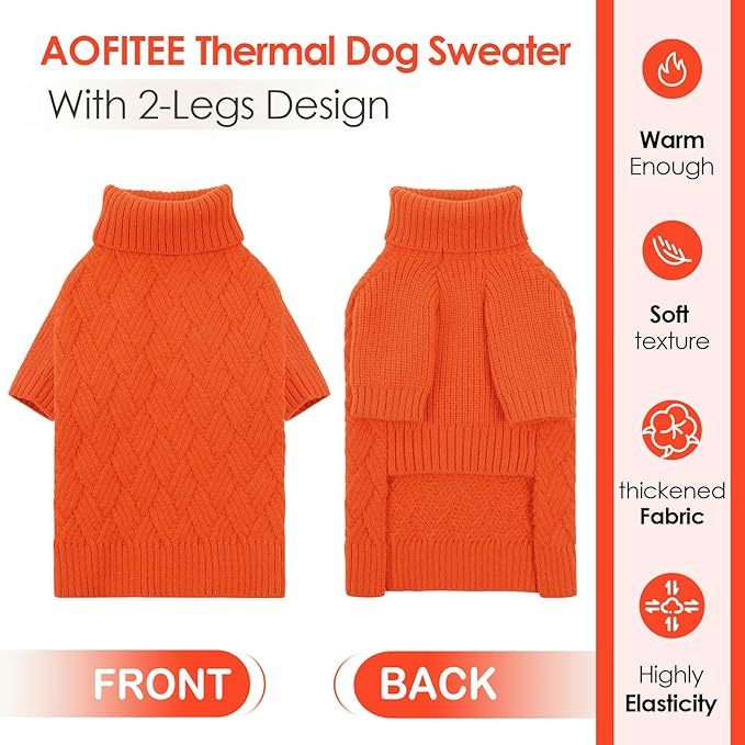 AOFITEE XXL Dog Sweater, Dog Sweaters for Large Dogs, Dogs Halloween Sweater, Turtleneck Large Pet Sweaters for Female Male, Solid Winter Sweatshirt for Golden Retriever, Labrador, Doberman, XXL