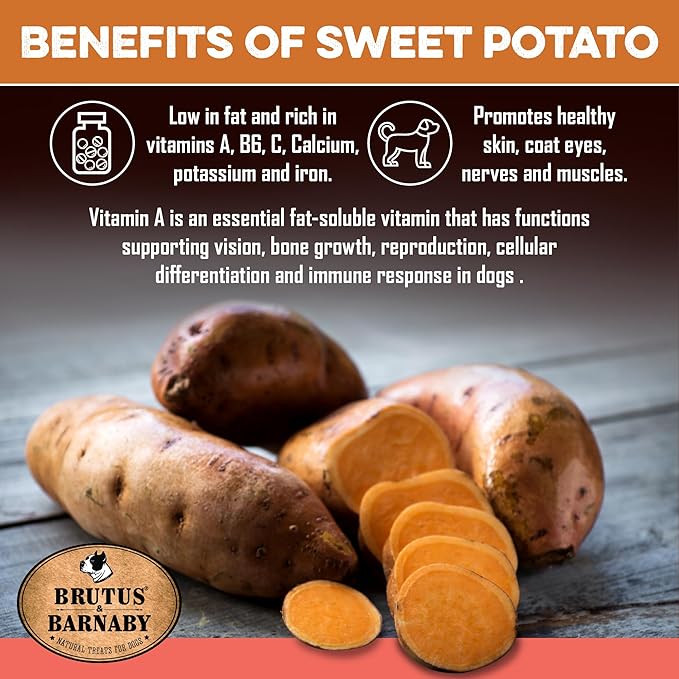Sweet Potato Dog Treats - Grain Free, Salmon & Kelp Crunchy Sticks - Great Tasting, Promotes Positive Dog Gut Health with Natural Anti-Diarrhea Properties, No Preservatives Added (14oz)