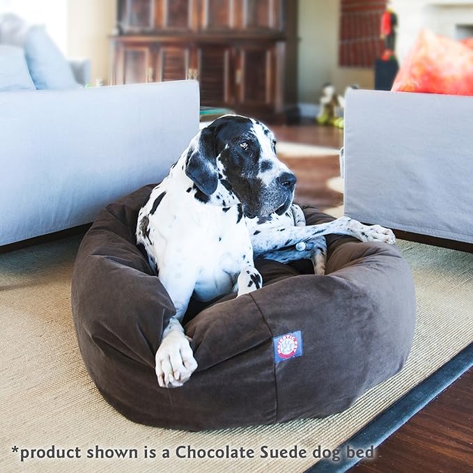 Majestic Pet 52 Inch Suede Calming Dog Bed Washable – Cozy Soft Round Dog Bed with Spine Support for Dogs to Rest their Head - Fluffy Donut Dog Bed 52x35x11 (Inch) - Round Pet Bed X- Large – Navy