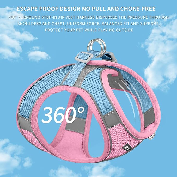 AIITLE Dog Harness, Summer No-Pull Cat Harness with a Leash, Adjustable Reflective Dog Vest, Cat Harness Escape Proof, Outdoor Walking, Camping for Extra Small Dogs and House Cats Pink XXXS