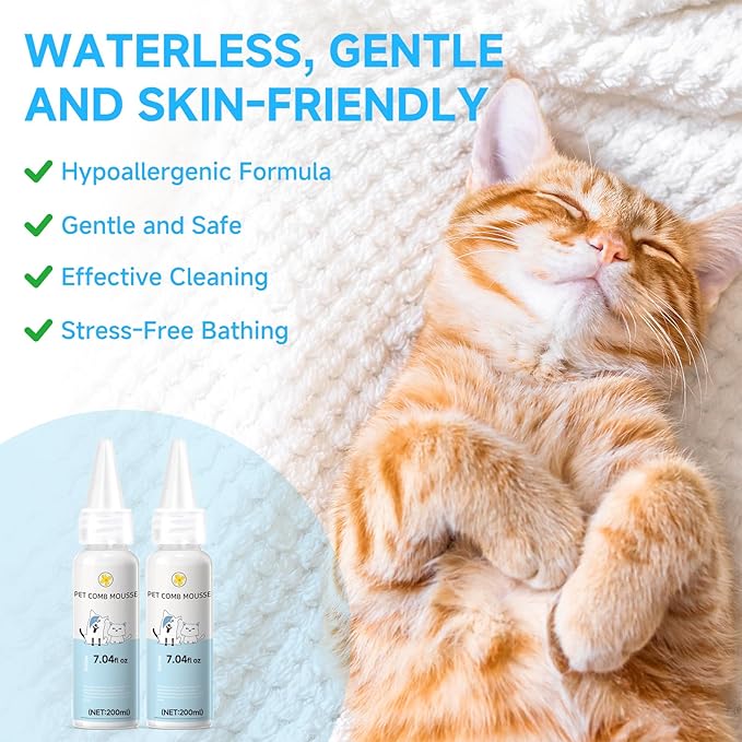 Pet Steam Brush Spray Refill for Dogs & Cats – Concentrated Waterless Shampoo, 3-in-1 Grooming Spray Comb Mist, Self Cleaning Pet Brush for Shedding & Hair Removal, 2*Shampoo(Steam Brush Not Included)