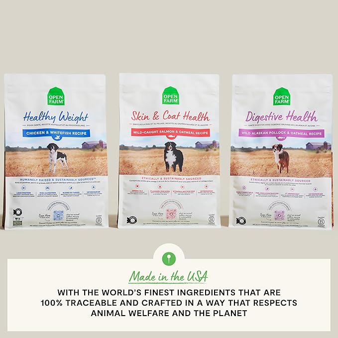 Open Farm, Healthy Weight Dog Food, Veterinarian Formulated High-Protein & Low-Calorie Dry Dog Food for Weight Management, Supports Metabolism & Mobility, Chicken & Whitefish Recipe, 22lb Bag
