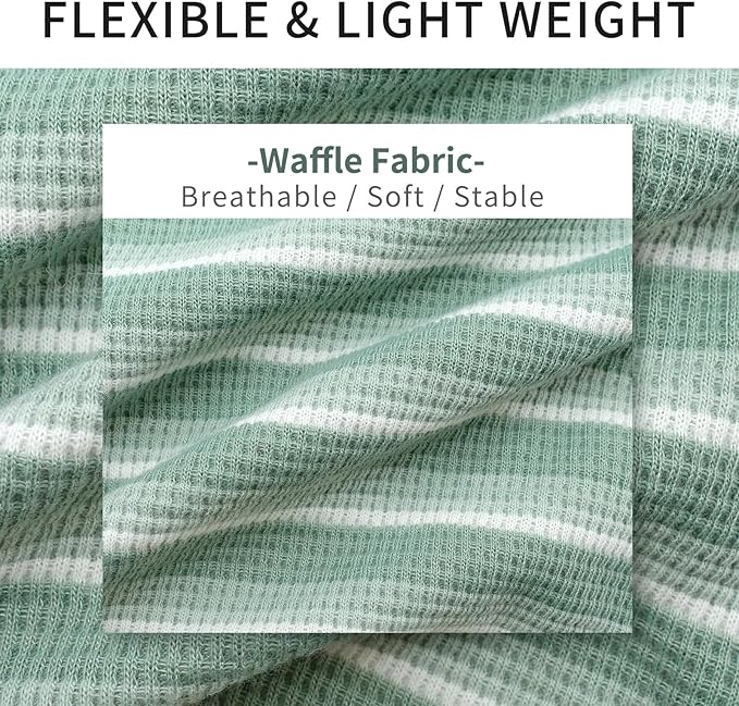 KYEESE 2Pack Waffle Dog Shirts for Small Dogs Stretchy Dog T-Shirts Lightweight Pet Tank Top Sleeveless Striped Dogs Shrit Vest Breathable, Large, Green+Striped