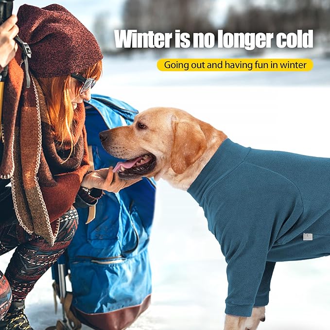 Dog Winter Coat for Small Medium Large Dog Run Walk Sleep Pet Warm Fleece Sweater & Windproof Pajamas Snow Jacket Medium Turquoise