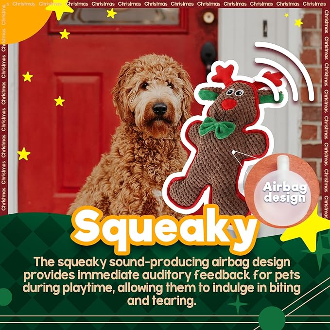 ALL FOR PAWS Christmas Dog Squeaky Toys Dog Gifts Chew Toy Enrichment Fetch Toys Holiday Birthday Gift for Medium to Large Dogs