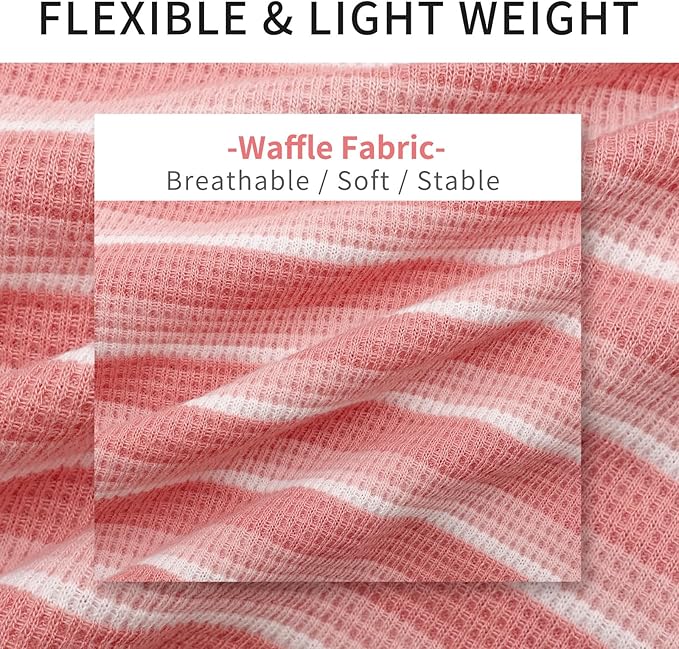 KYEESE 2Pack Waffle Dog Shirts for Small Dogs Stretchy T-Shirts Lightweight Tank Top Sleeveless Striped Vest Breathable Cat Tee, Small, Pink+Striped