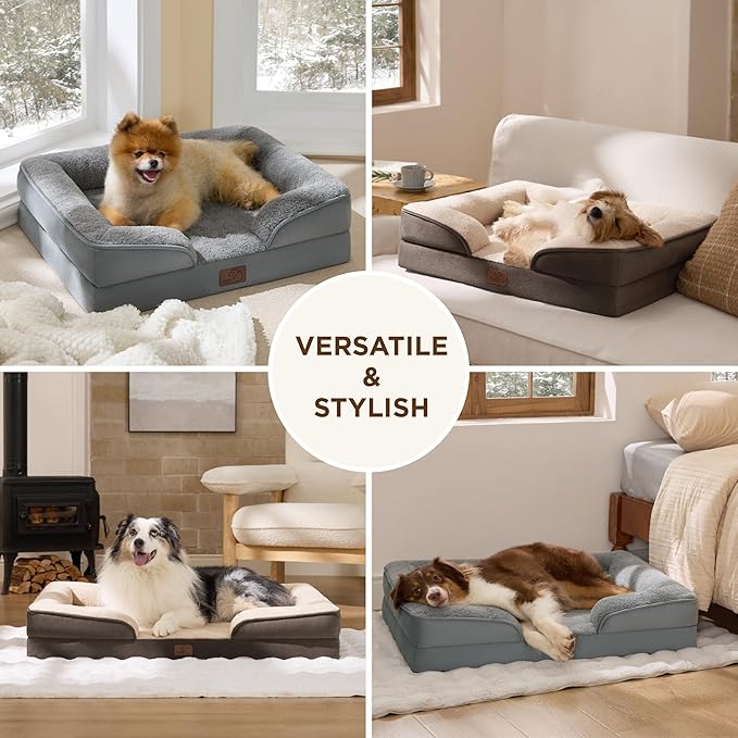 Bedsure XL Self Warming Orthopedic Dog Bed for Extra Large Dogs - Washable XLarge Dog Bed Waterproof, Comfort Pet Couch with Removable Cover, Supportive Foam Pets Sofa with Nonskid Bottom, Brown