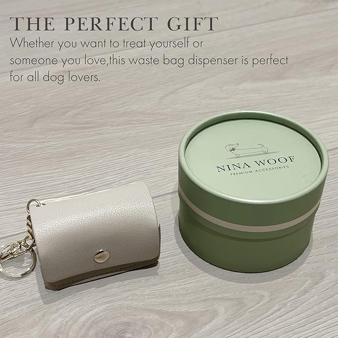 Nina Woof Leather Poop Bag Holder- Versatile Vegan Leather Waste Bag Holder for Dog Poop, Accessories, & Leash, Reusable Pet Waste, Trash, Pet Diaper & Poop Bags Small Pouch Holder (Lilac)
