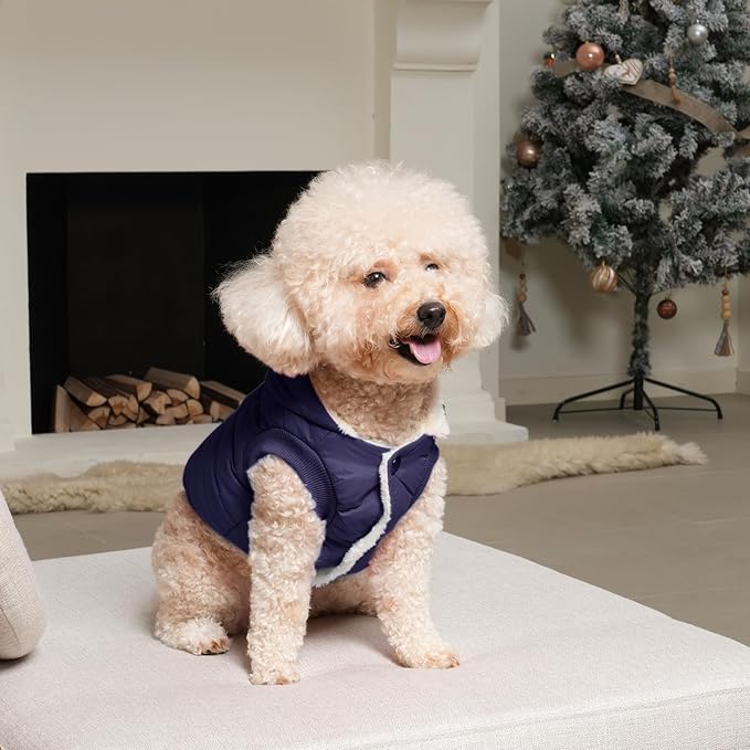 Fleece Lining Extra Warm Dog Hoodie in Winter for Large Dogs Jacket Pet Coats with Hooded,Blue XL