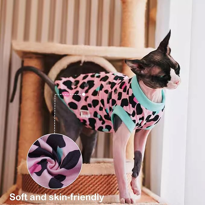 PUMYPOREITY Sphynx Cat Clothes - Soft & Stretchy Sweater Shirt, Pink, XS