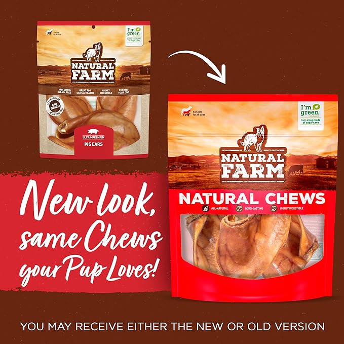 Natural Farm Pig Ear Slivers for Dogs (1.5 Pounds Bag), One Ingredient: Natural Pigs Ear Slivers, Air Dried, Long-Lasting & Highly Digestible Treats, Great for Puppy and Large/Medium Dogs