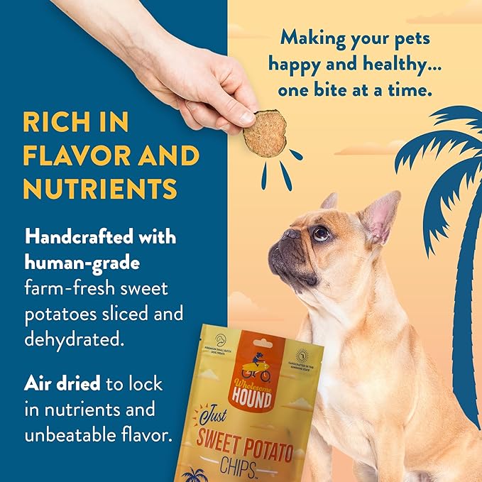 Just Sweet Potato Chips – Single Ingredient Dog Treats, All Natural & Healthy Training Snacks for Small, Medium & Large Breeds, Puppies – High Protein, Made in USA - 4oz