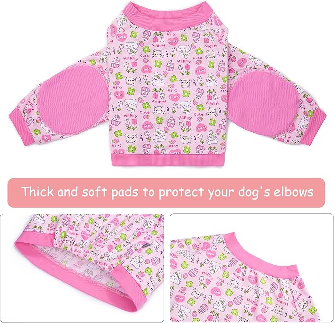 Dog Recovery Shirt for Front Legs, Dog Elbowpads Sleeve Protect Dogs Elbows Arms,Stop Licking Joints After Surgery, Help with Injury Healing Covers The Wound, Cone Alternatives (Pink, 3XL)