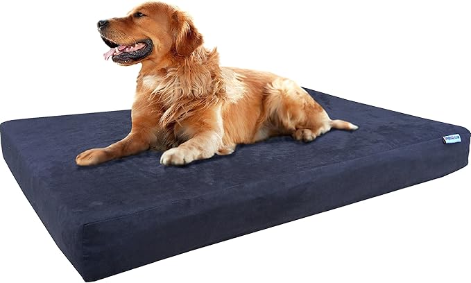 Dogbed4less Orthopedic Gel Memory Foam Pet Dog Bed, Waterproof Liner with External Microsuede Cover and Bonus Antislip Cover (Microsuede Espresso, 40"X34"X4" Inches)